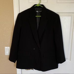 Zara Oversized Double Breasted Black Blazer